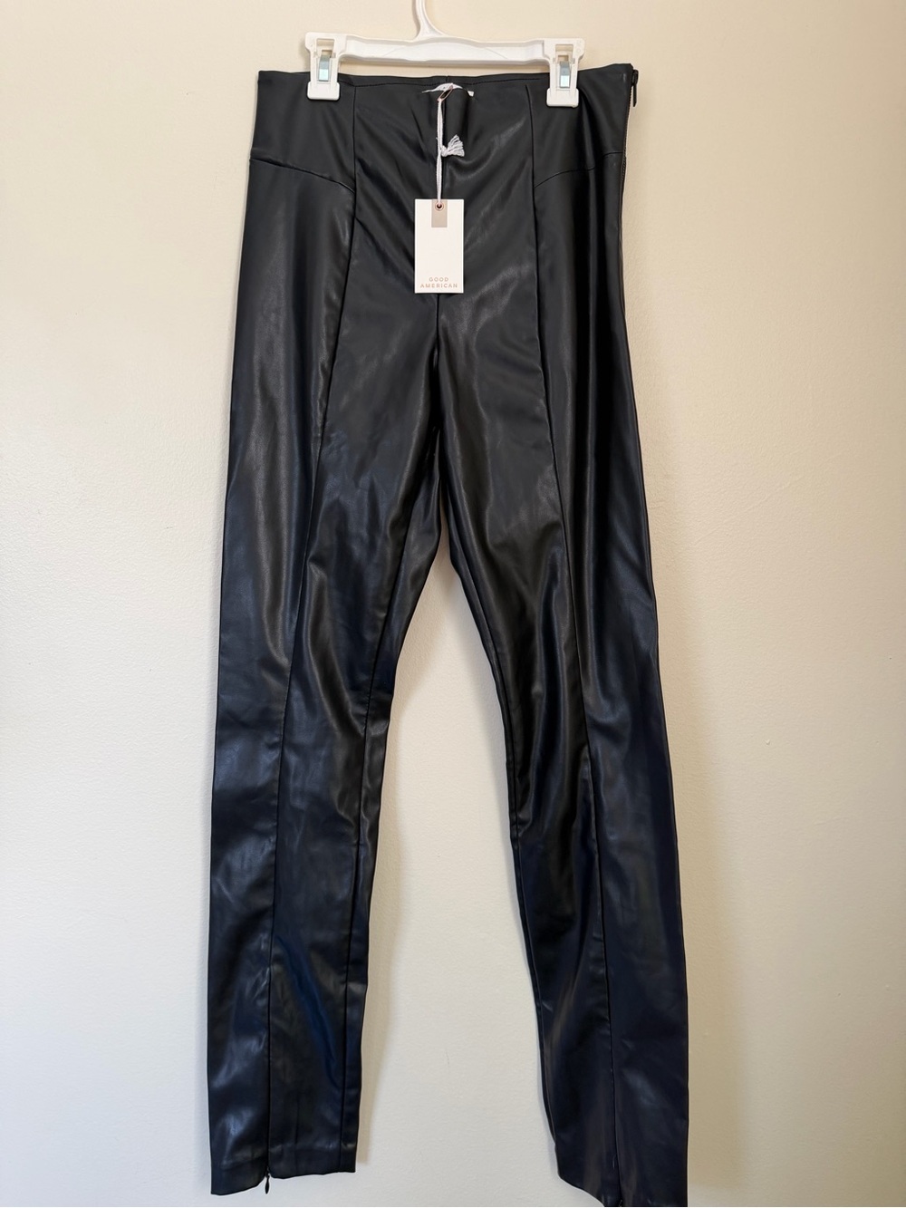 Good American Better Than Leather Boss Black Faux Leather Pants Size 3